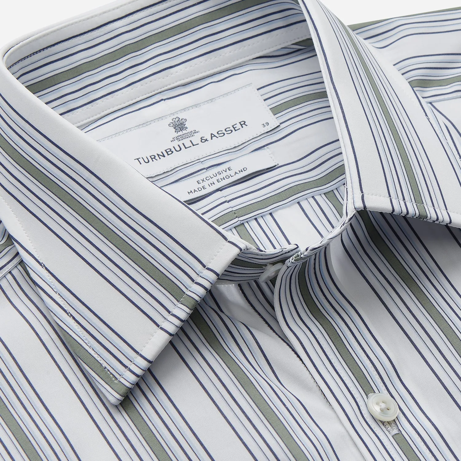 Green Multi Stripe Regular Fit Shirt with T&A Collar & 3 Button Cuffs sold by Turnbull & Asser product image thumbnail 2