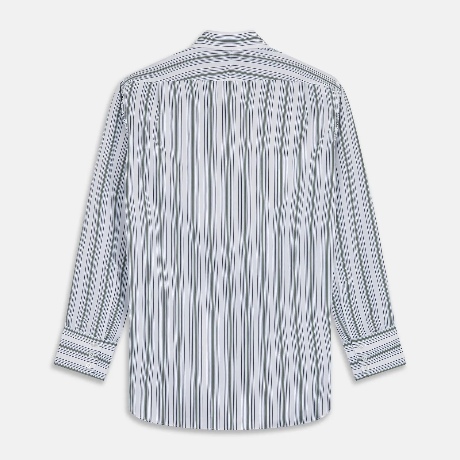 Green Multi Stripe Regular Fit Shirt with T&A Collar & 3 Button Cuffs sold by Turnbull & Asser product image thumbnail 5