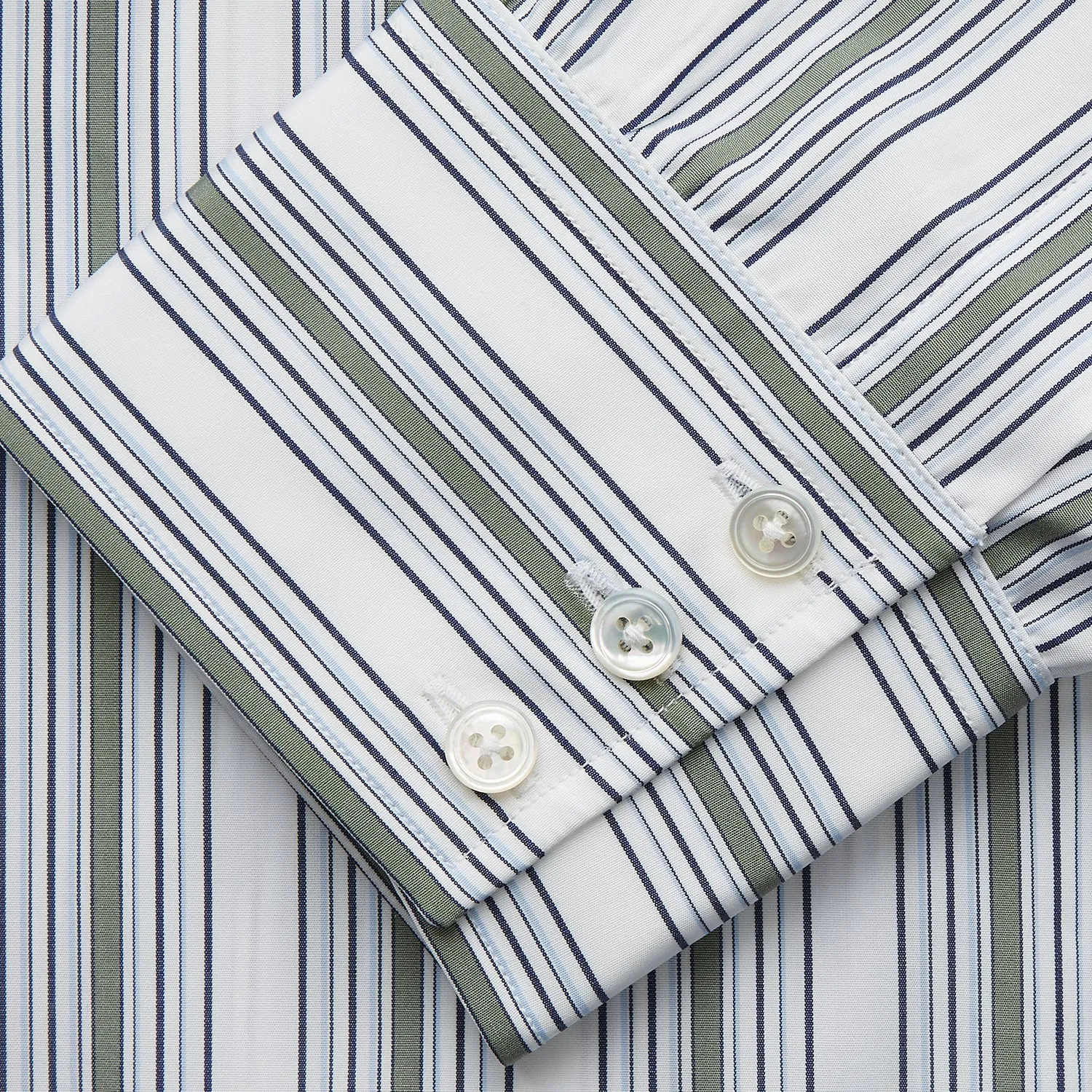 Green Multi Stripe Regular Fit Shirt with T&A Collar & 3 Button Cuffs sold by Turnbull & Asser product image thumbnail 3