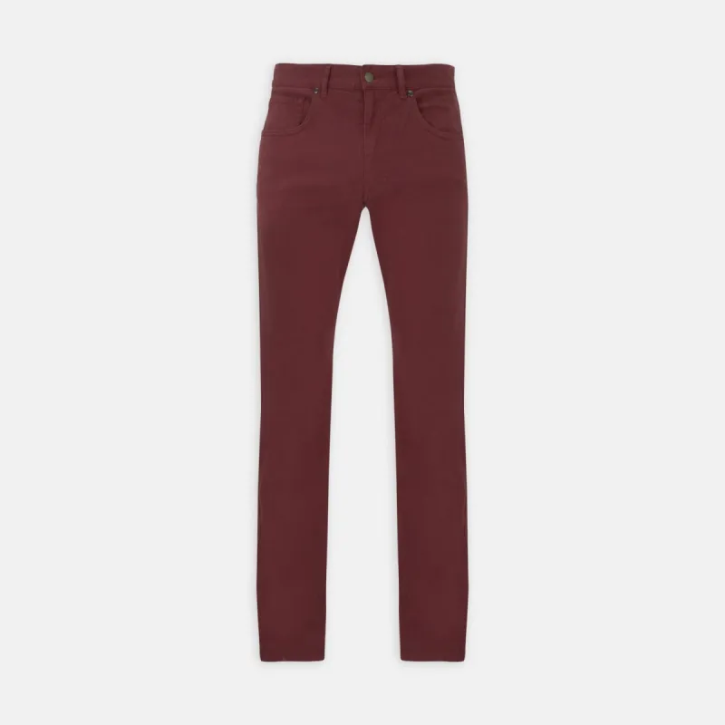 Burgundy Cotton Five Pocket Trousers sold by Turnbull & Asser