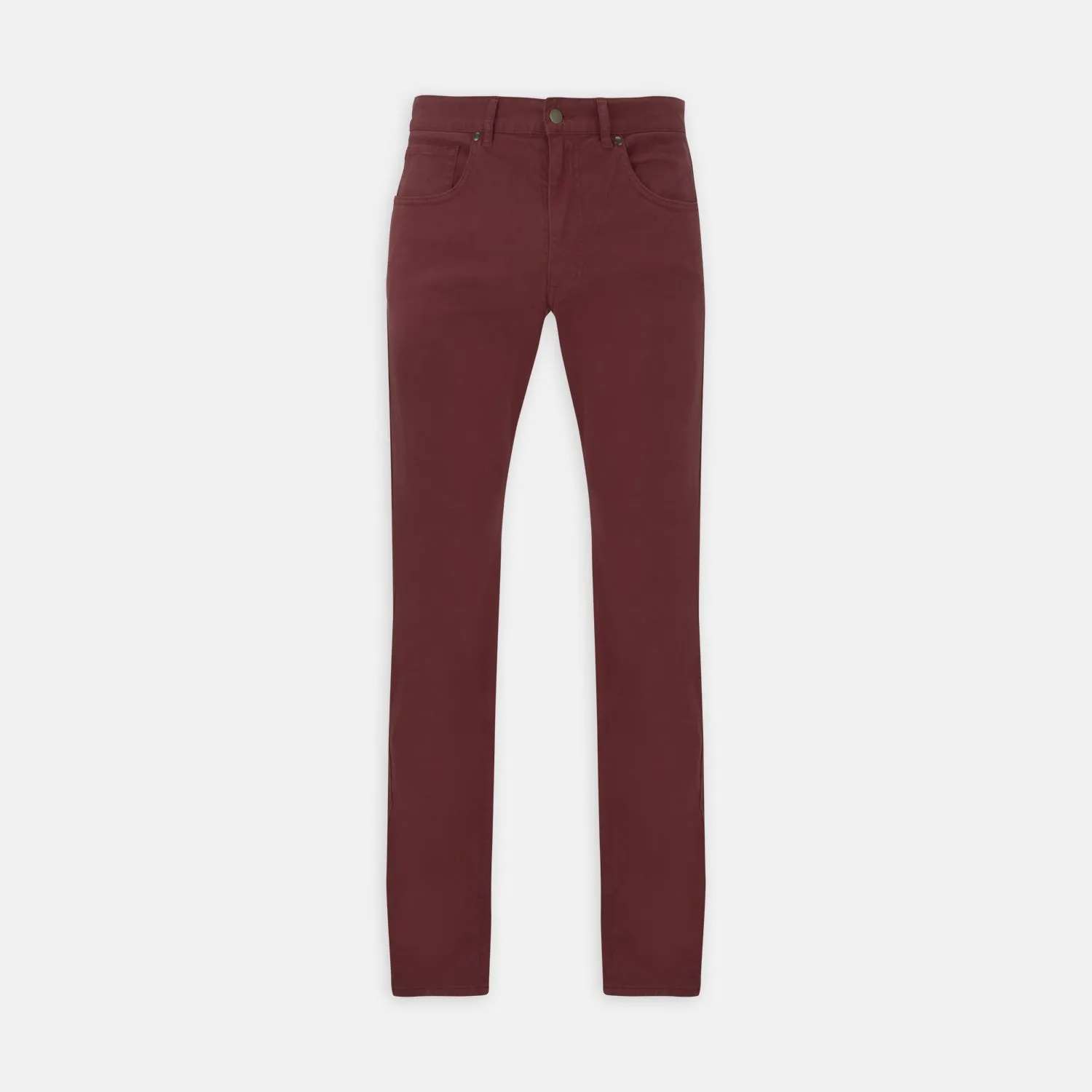 Burgundy Cotton Five Pocket Trousers sold by Turnbull & Asser