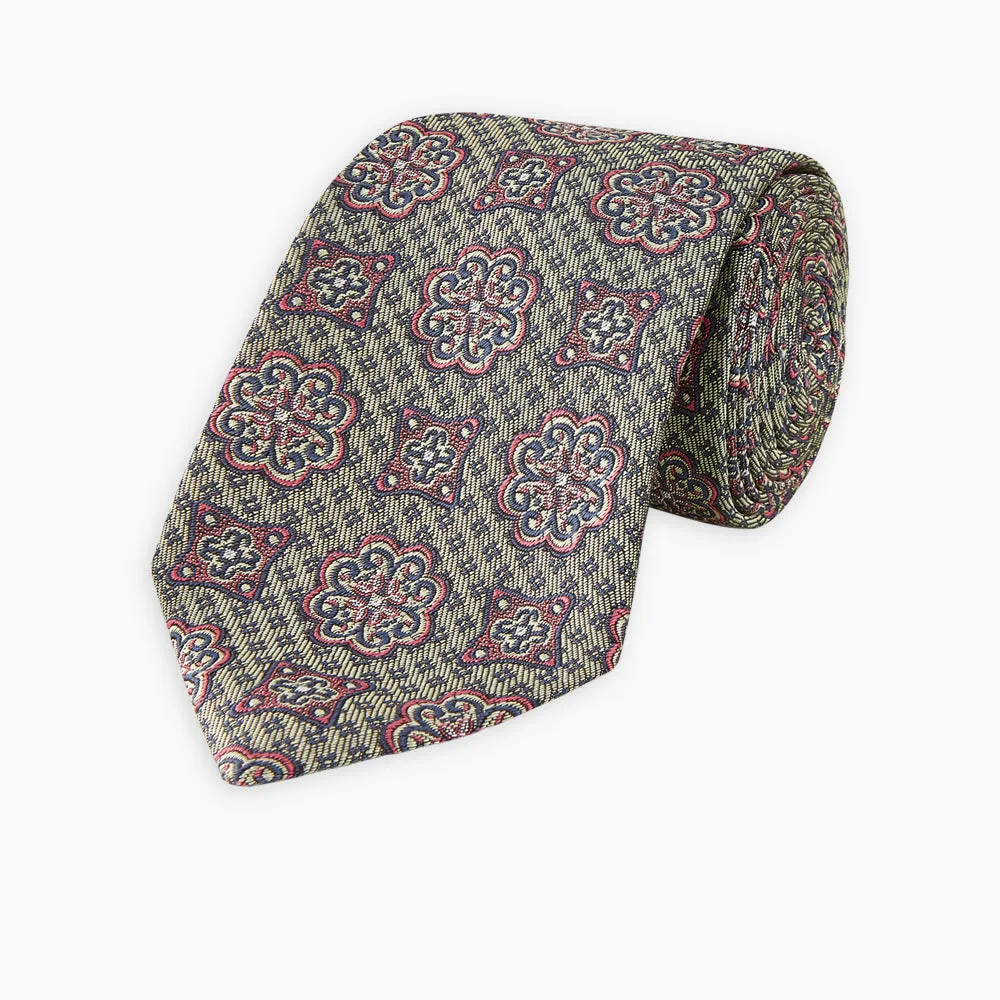 Green Floral Tile Silk Tie sold by Turnbull & Asser product image thumbnail 5