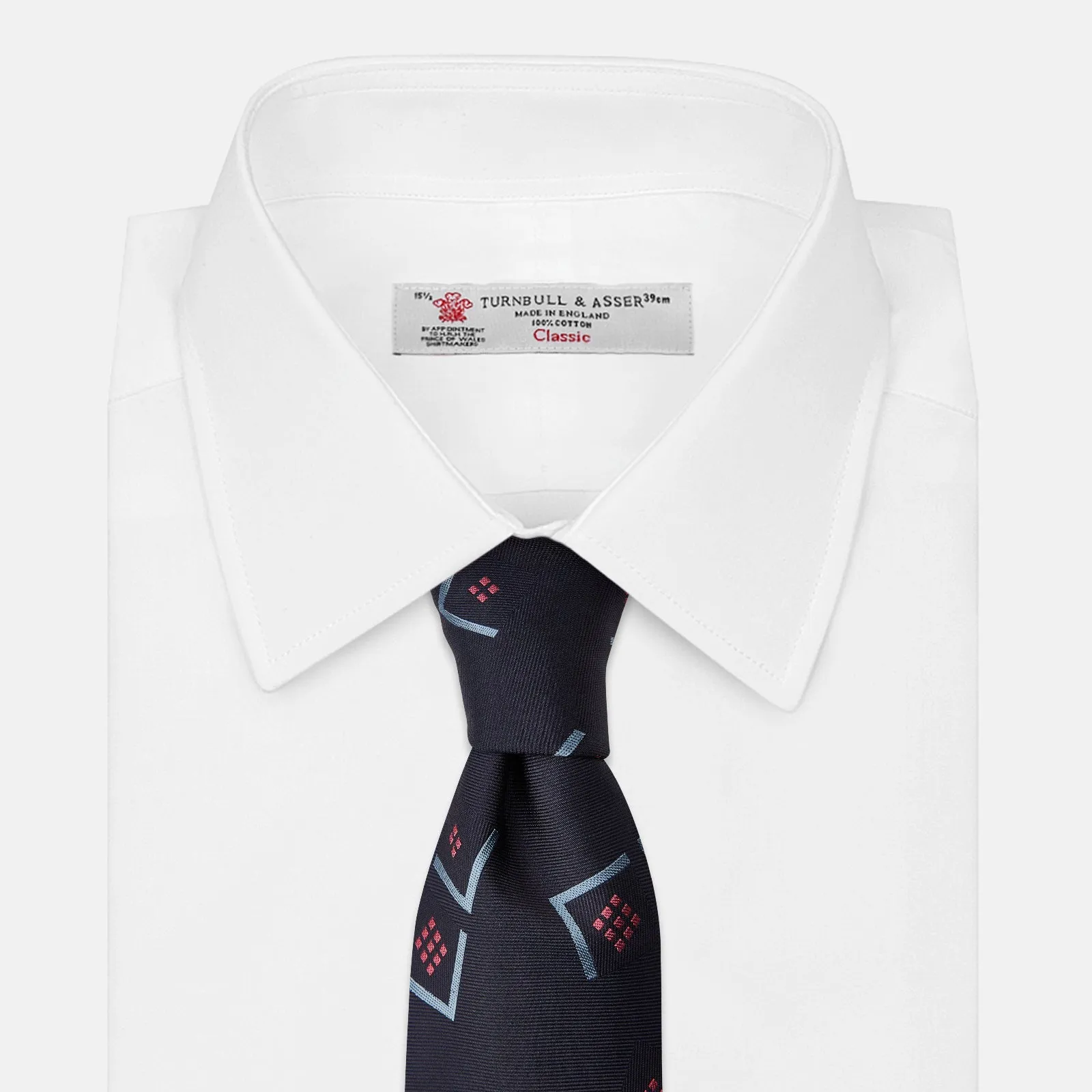 Navy Graphic Deco Silk Tie sold by Turnbull & Asser product image thumbnail 4