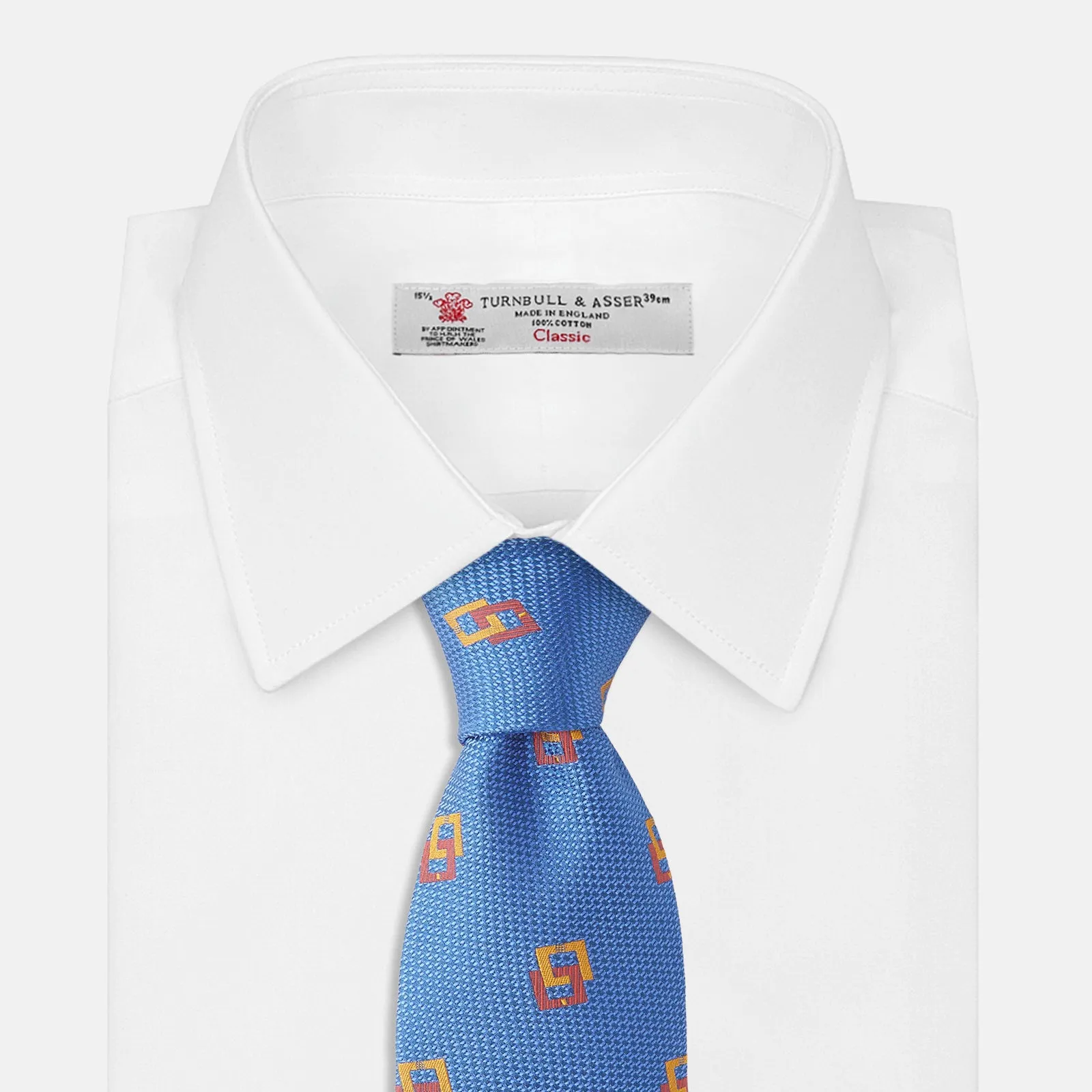 Blue Geometric Squares Silk Tie sold by Turnbull & Asser product image thumbnail 2