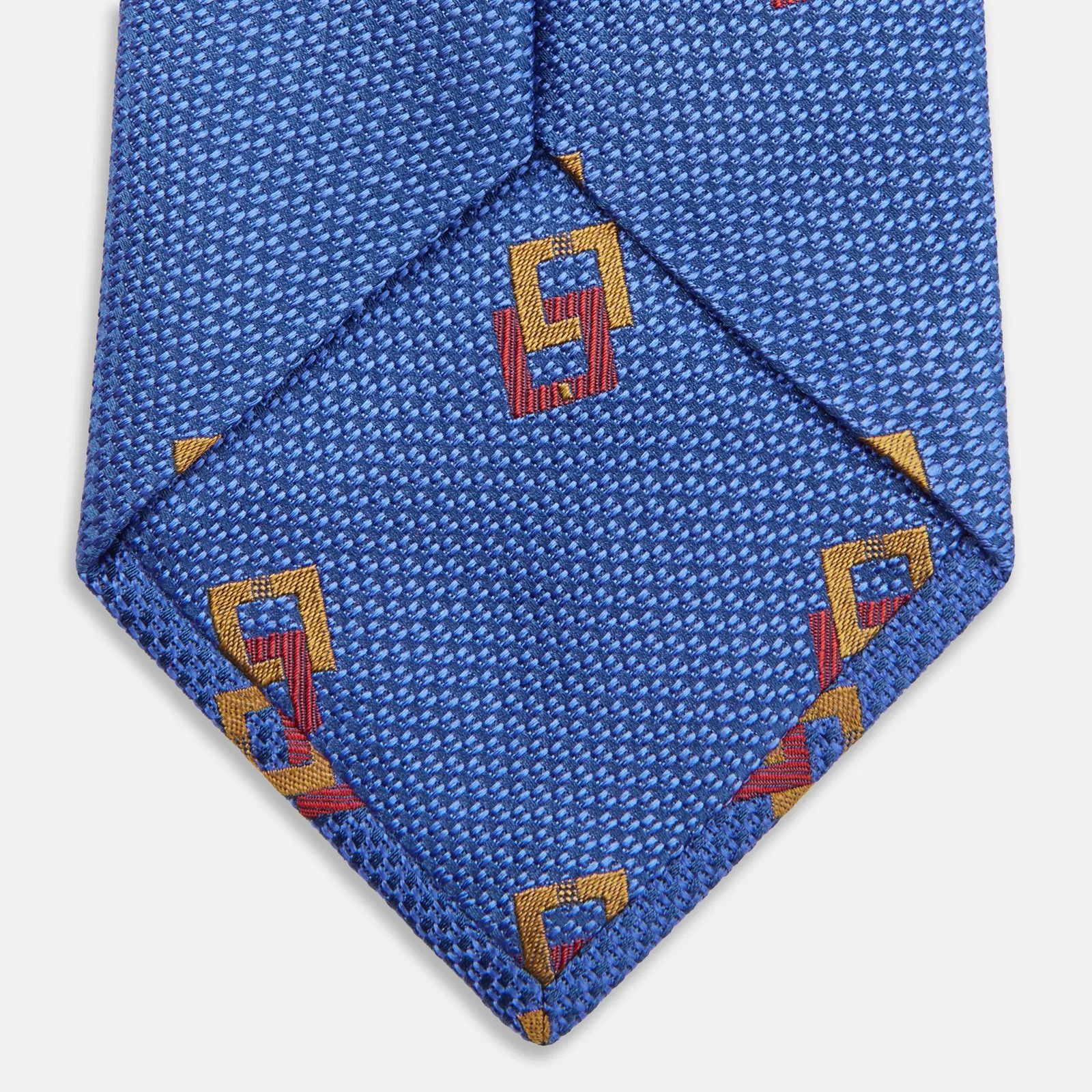 Blue Geometric Squares Silk Tie sold by Turnbull & Asser product image thumbnail 4