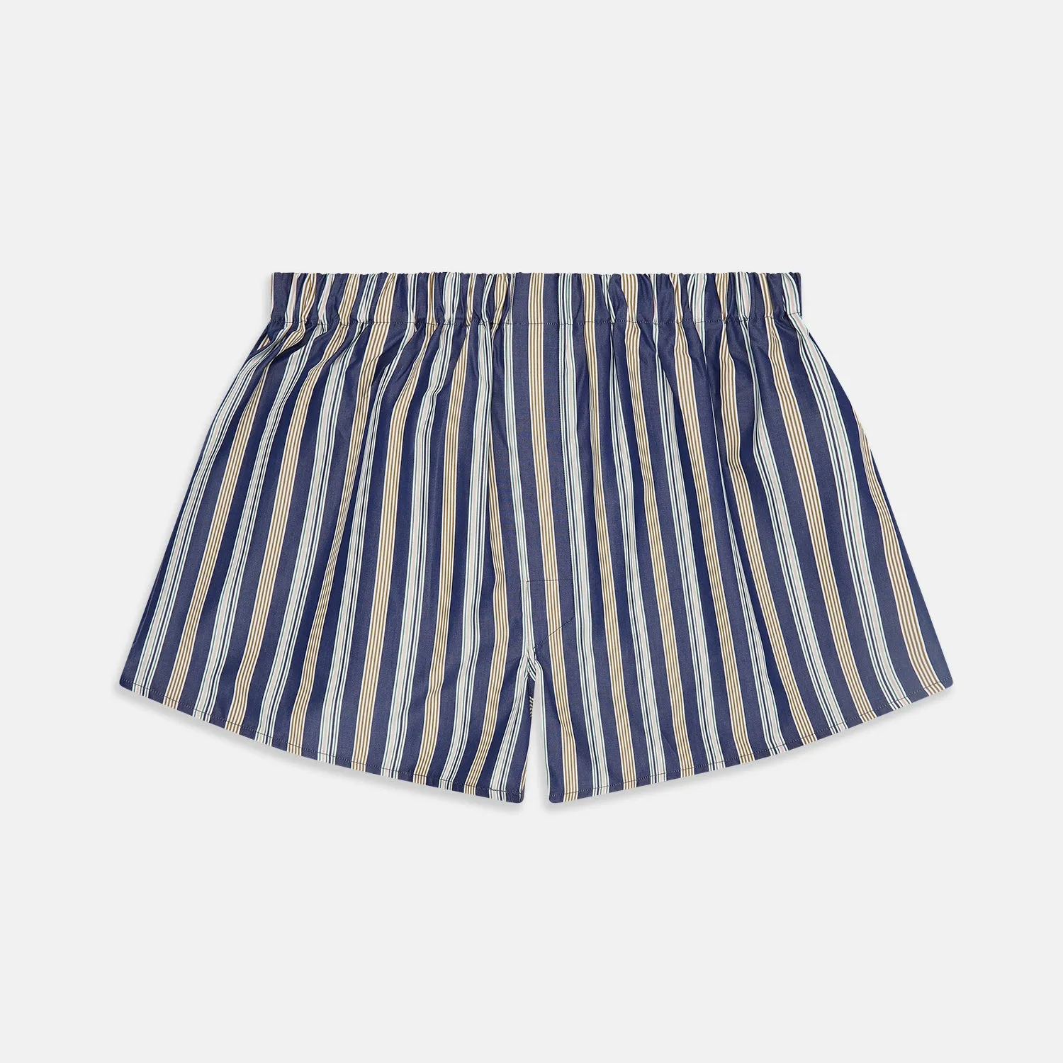 Blue Multi Stripe Cotton Boxer Shorts sold by Turnbull & Asser