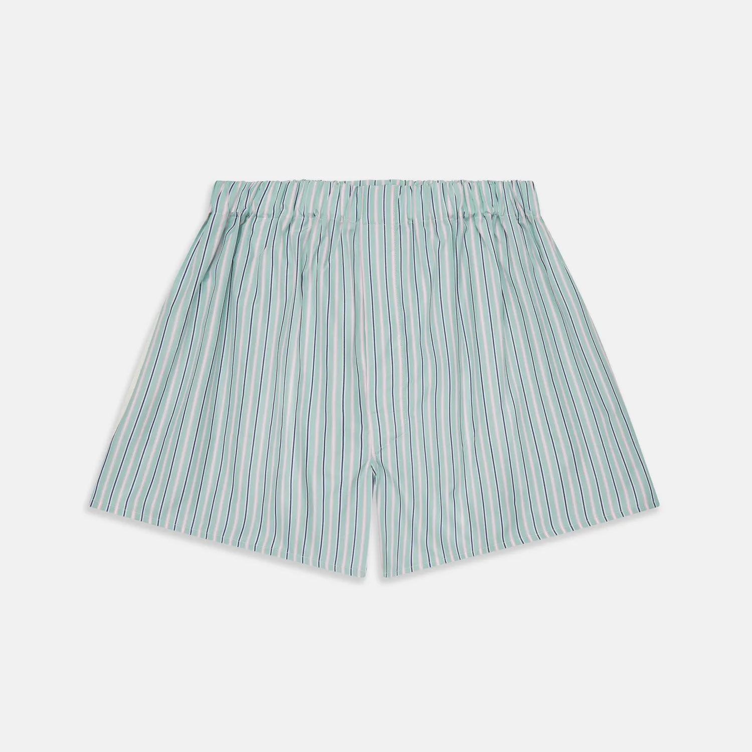 Green, Navy & Pink Stripe Cotton Boxer Shorts sold by Turnbull & Asser
