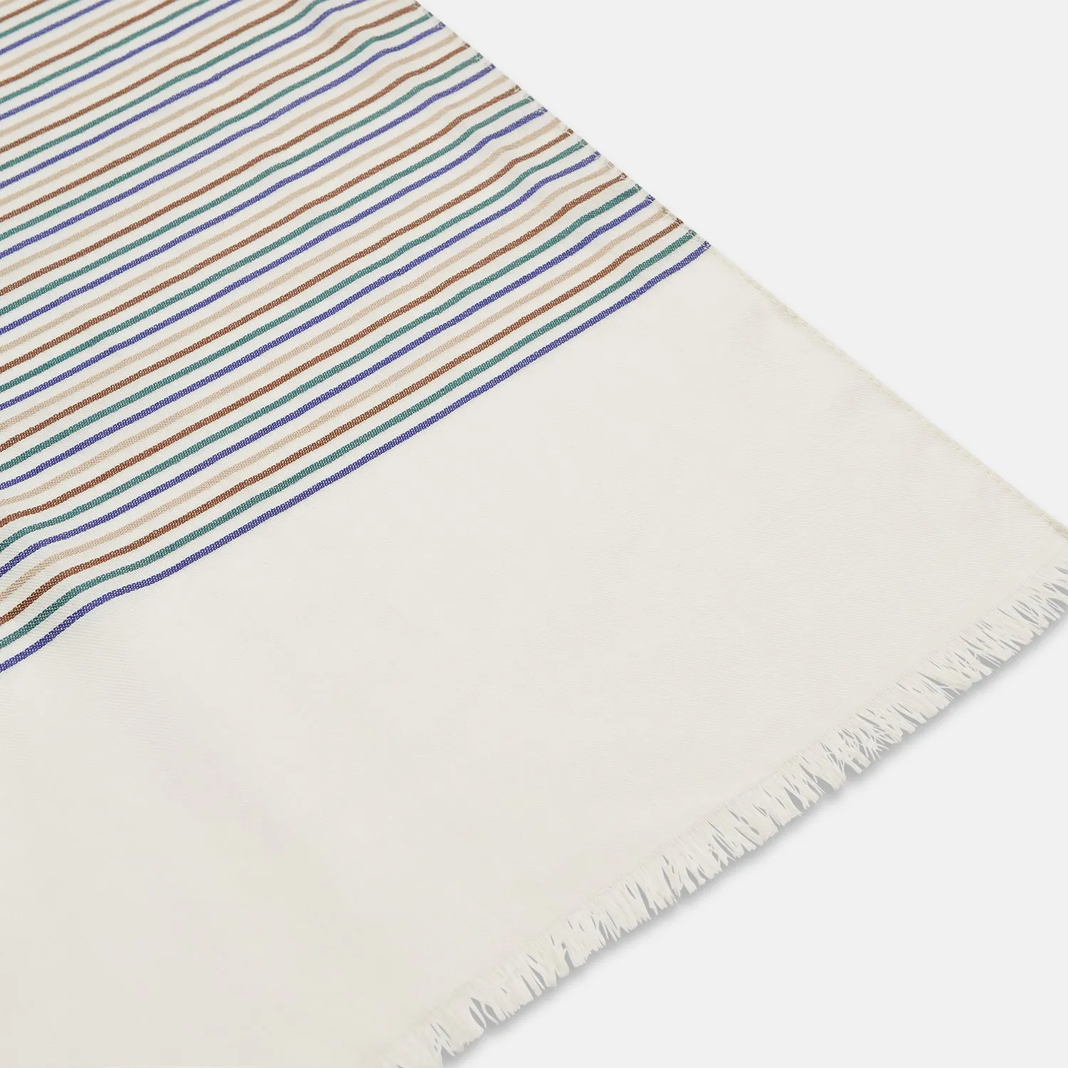 Cream Abstract Stripe Print Lightweight Wool Scarf sold by Turnbull & Asser product image thumbnail 3
