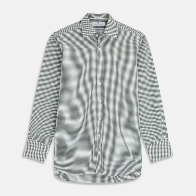 Green Gingham Check Regular Fit Shirt with T&A Collar and 3-Button Cuffs sold by Turnbull & Asser