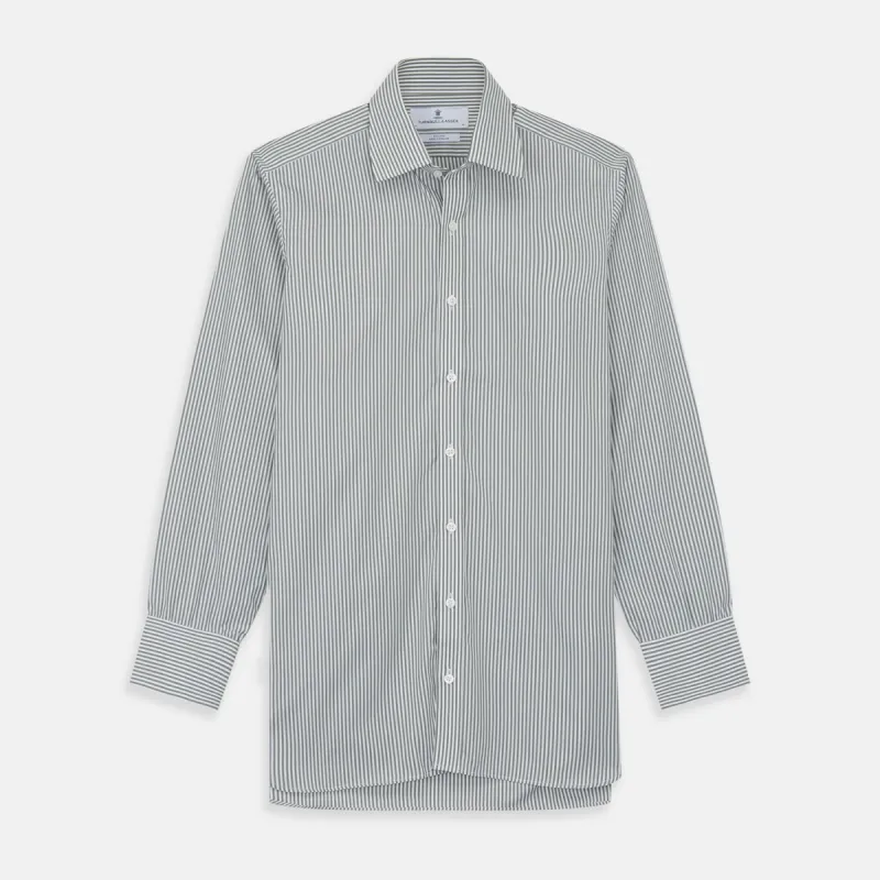 Green Bengal Stripe Regular Fit Shirt with T&A Collar and 3-Button Cuffs sold by Turnbull & Asser