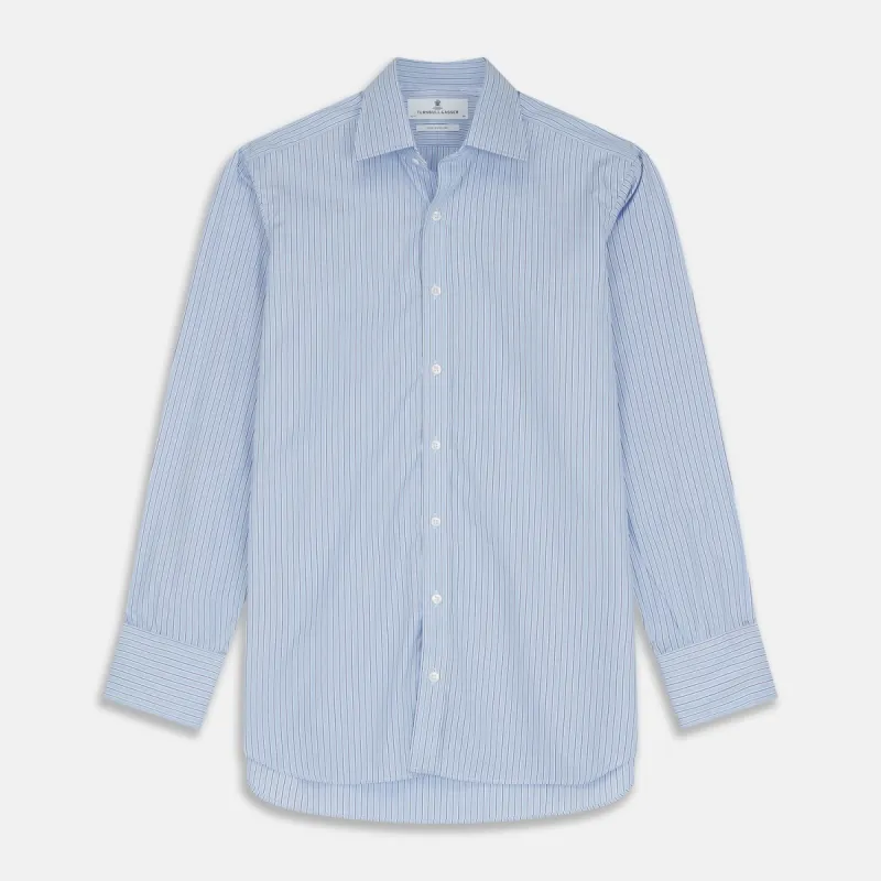 Blue Stripe Shirt with T&A Collar and 3-Button Cuffs sold by Turnbull & Asser