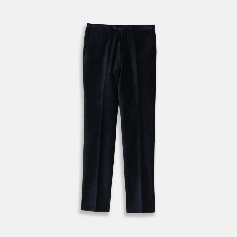 Navy Horizontal Cord Trousers sold by Turnbull & Asser