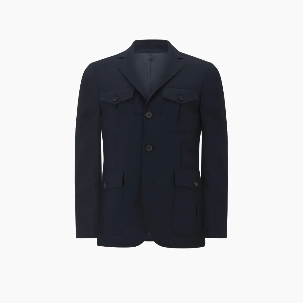 Navy Lightweight Wool Hopsack Traveller Jacket sold by Turnbull & Asser product image thumbnail 4