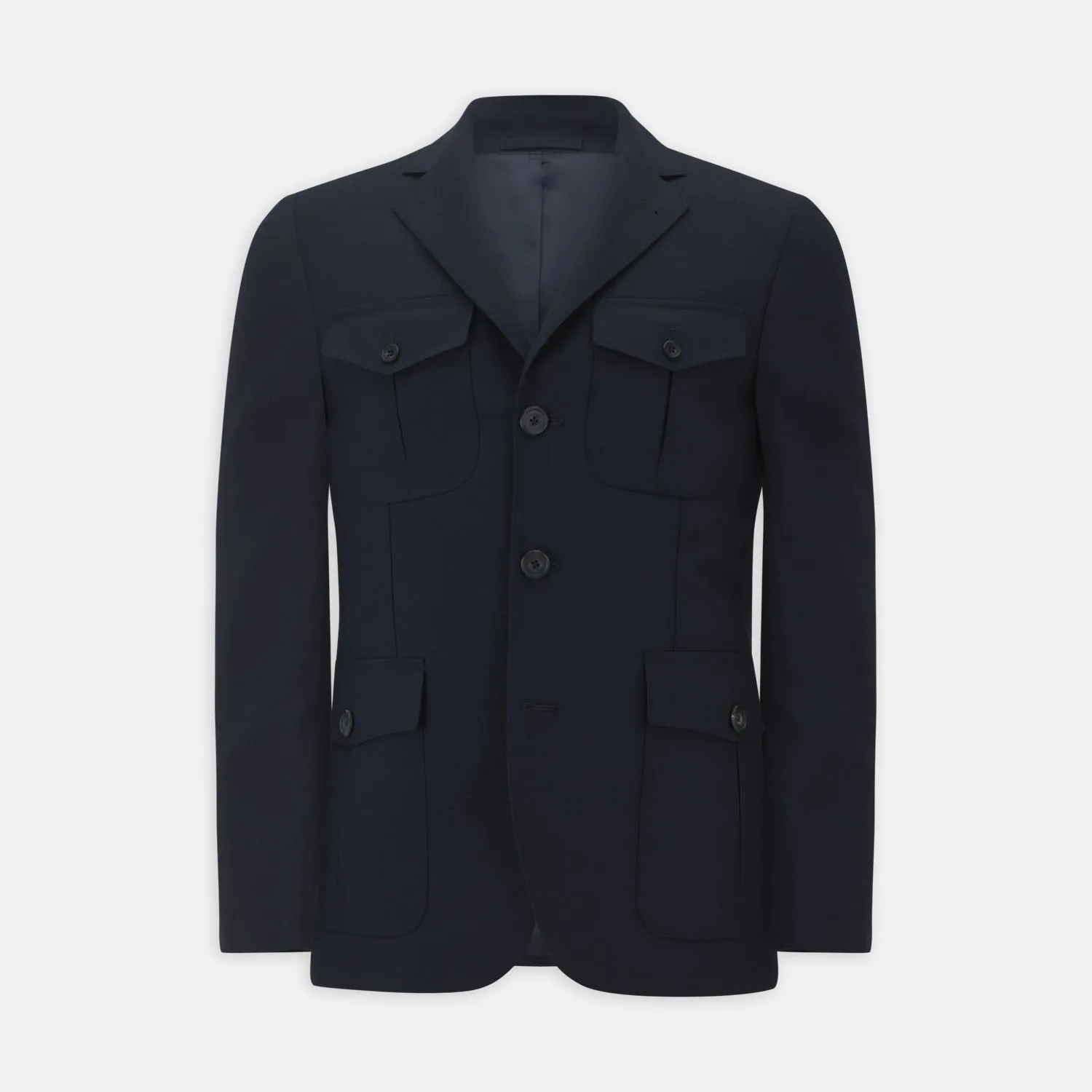 Navy Lightweight Wool Hopsack Traveller Jacket sold by Turnbull & Asser