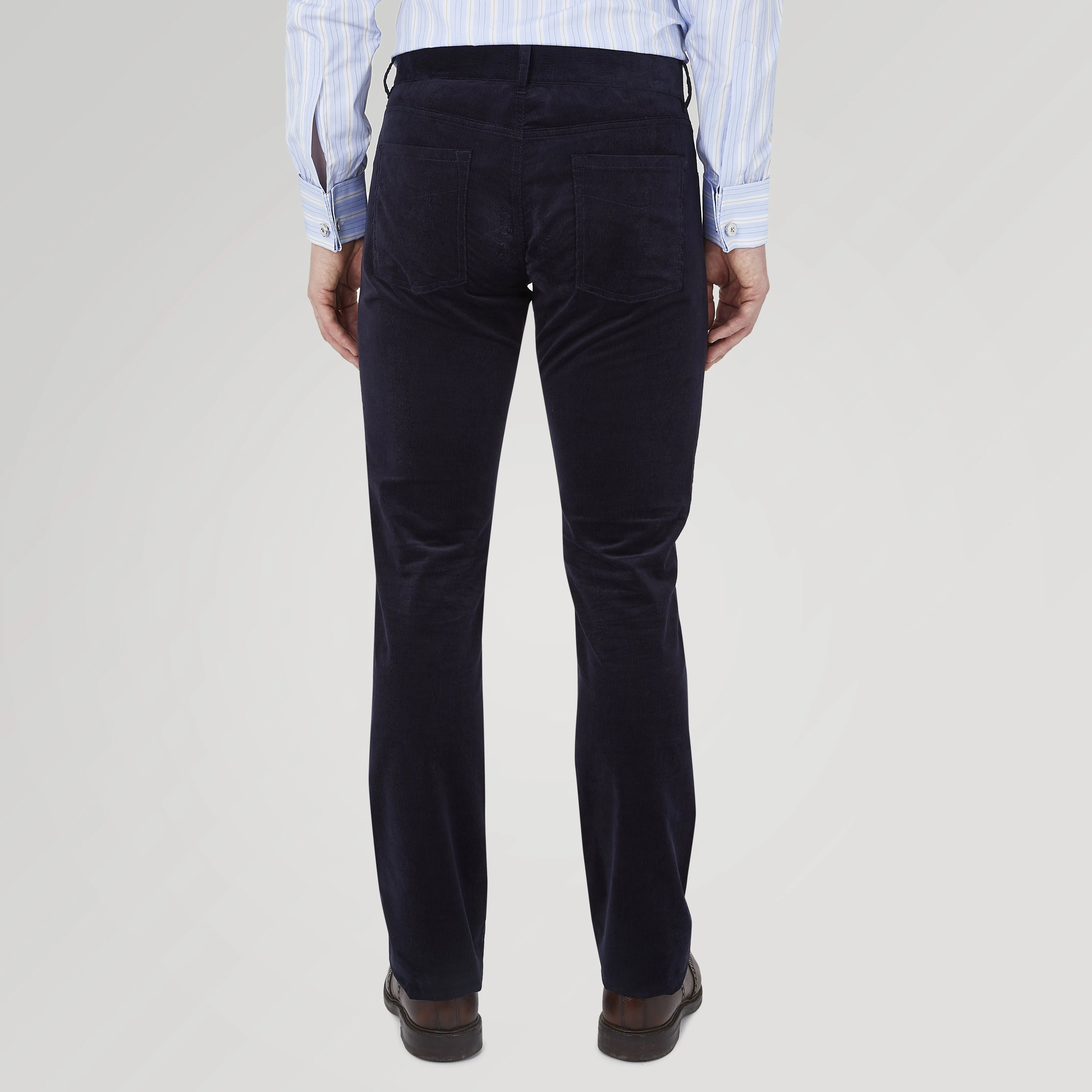 Navy Cotton Cashmere Corduroy 5-Pocket Trousers sold by Turnbull & Asser product image thumbnail 3