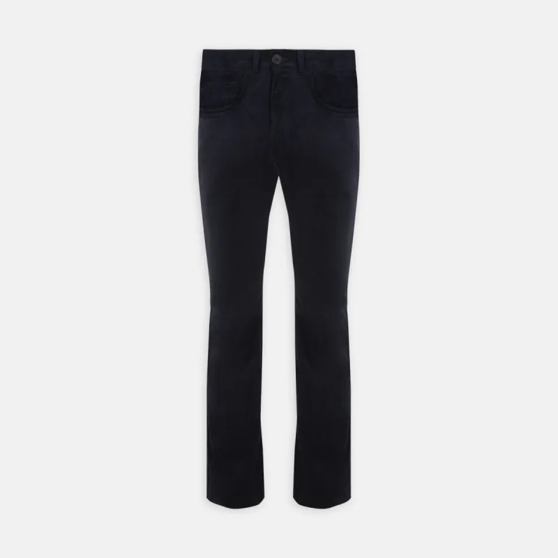 Navy Cotton Cashmere Corduroy 5-Pocket Trousers sold by Turnbull & Asser