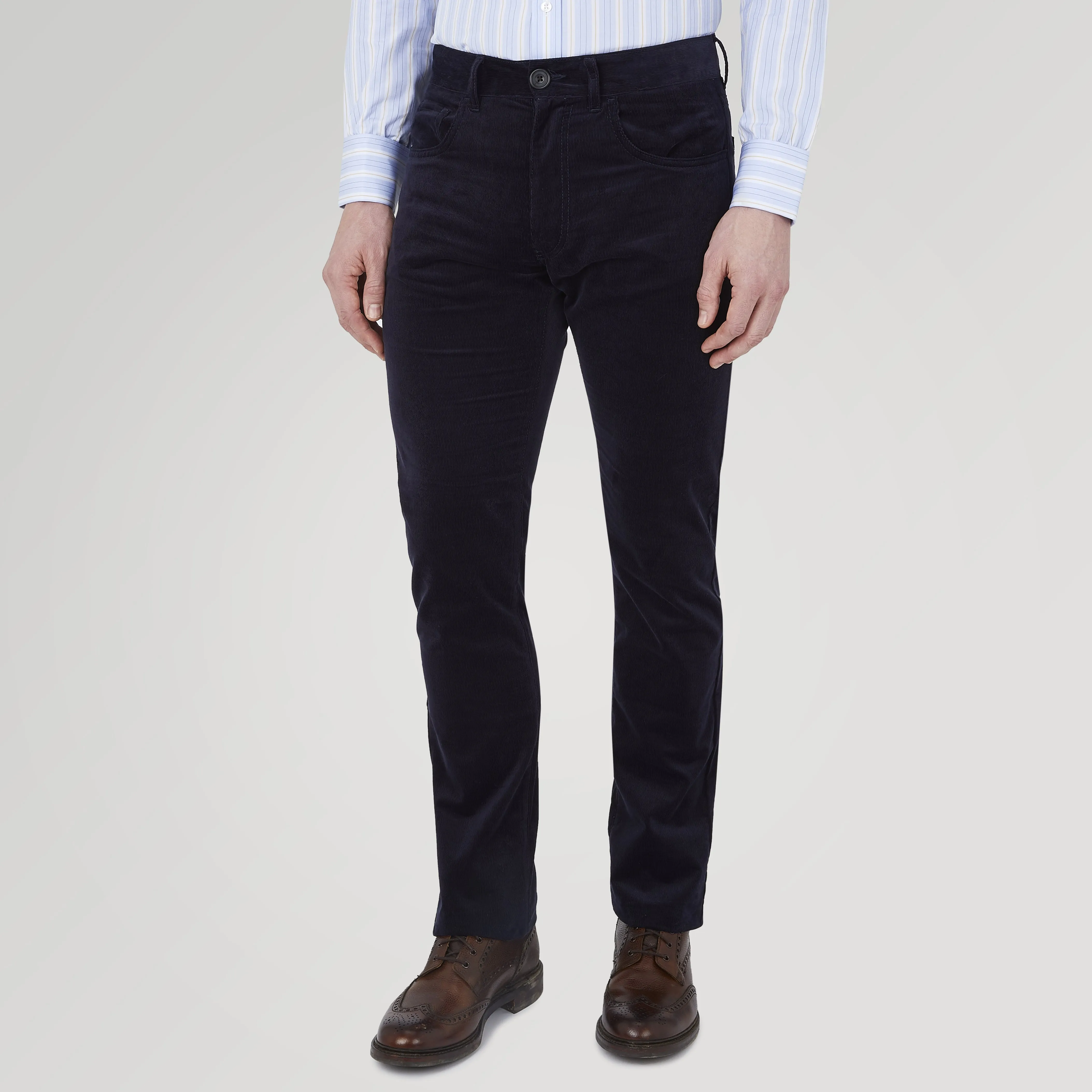Navy Cotton Cashmere Corduroy 5-Pocket Trousers sold by Turnbull & Asser product image thumbnail 2