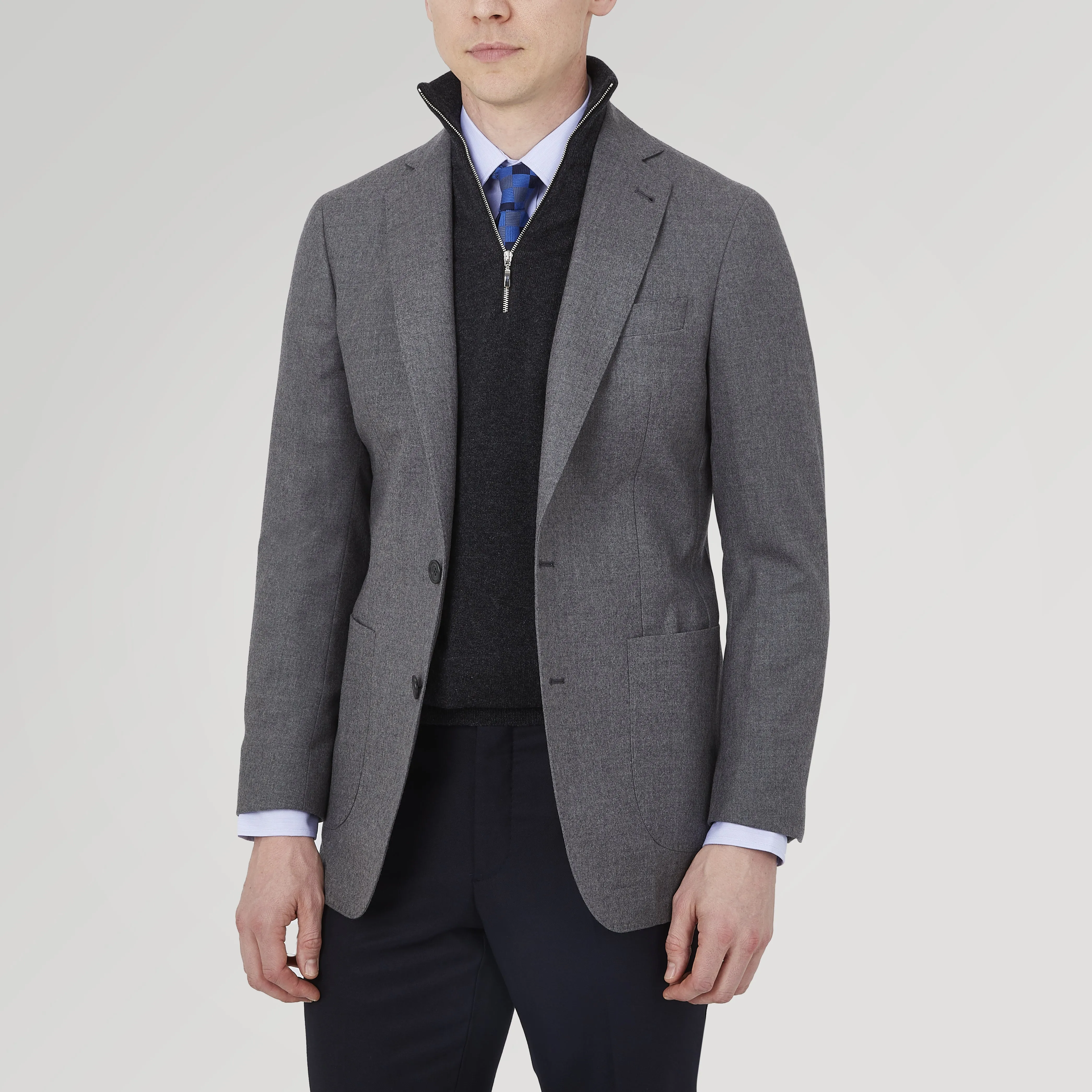 Grey Merino Wool Jacket sold by Turnbull & Asser product image thumbnail 2