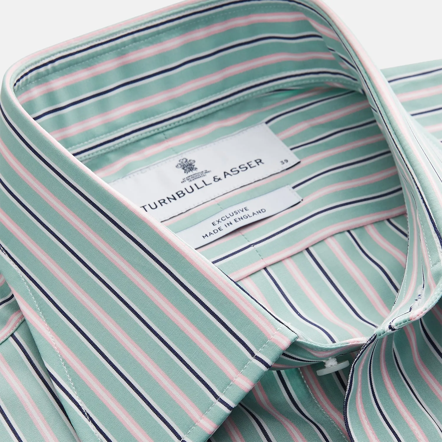 Green, Navy & Pink Stripe Regular Fit Shirt with T&A Collar and 3 Button Cuffs sold by Turnbull & Asser product image thumbnail 2