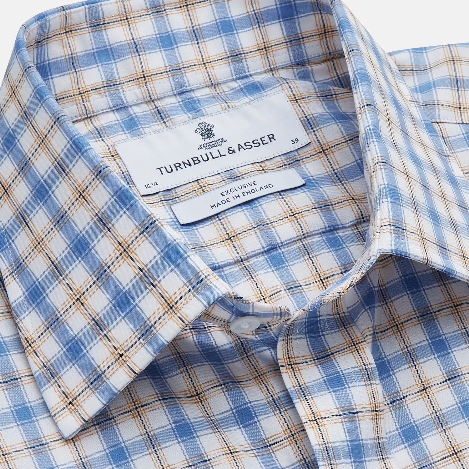Blue Multi Check Regular Fit Shirt with T&A Collar and 3 Button Cuffs sold by Turnbull & Asser product image thumbnail 2