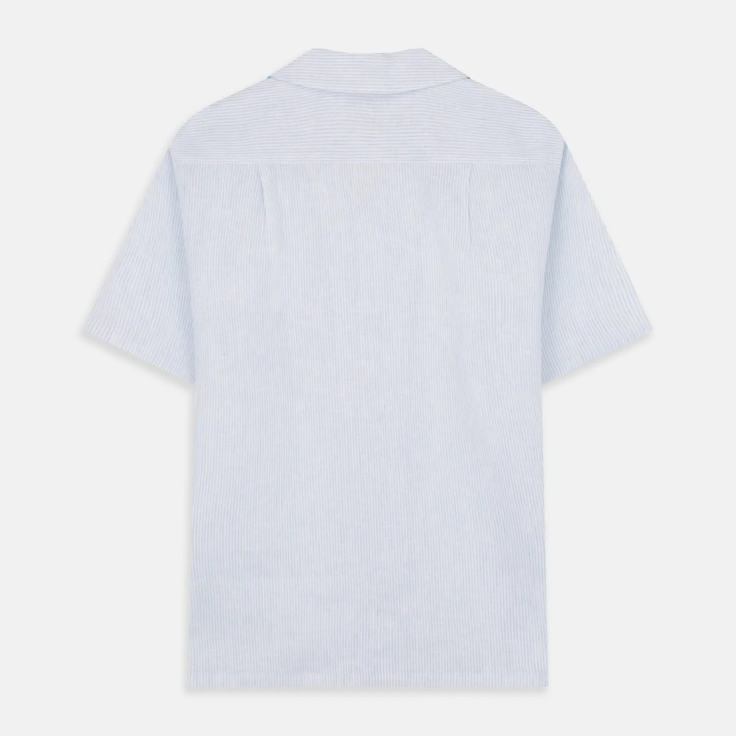 Blue Linen Stripe Holiday Fit Shirt with Revere Collar sold by Turnbull & Asser product image thumbnail 3