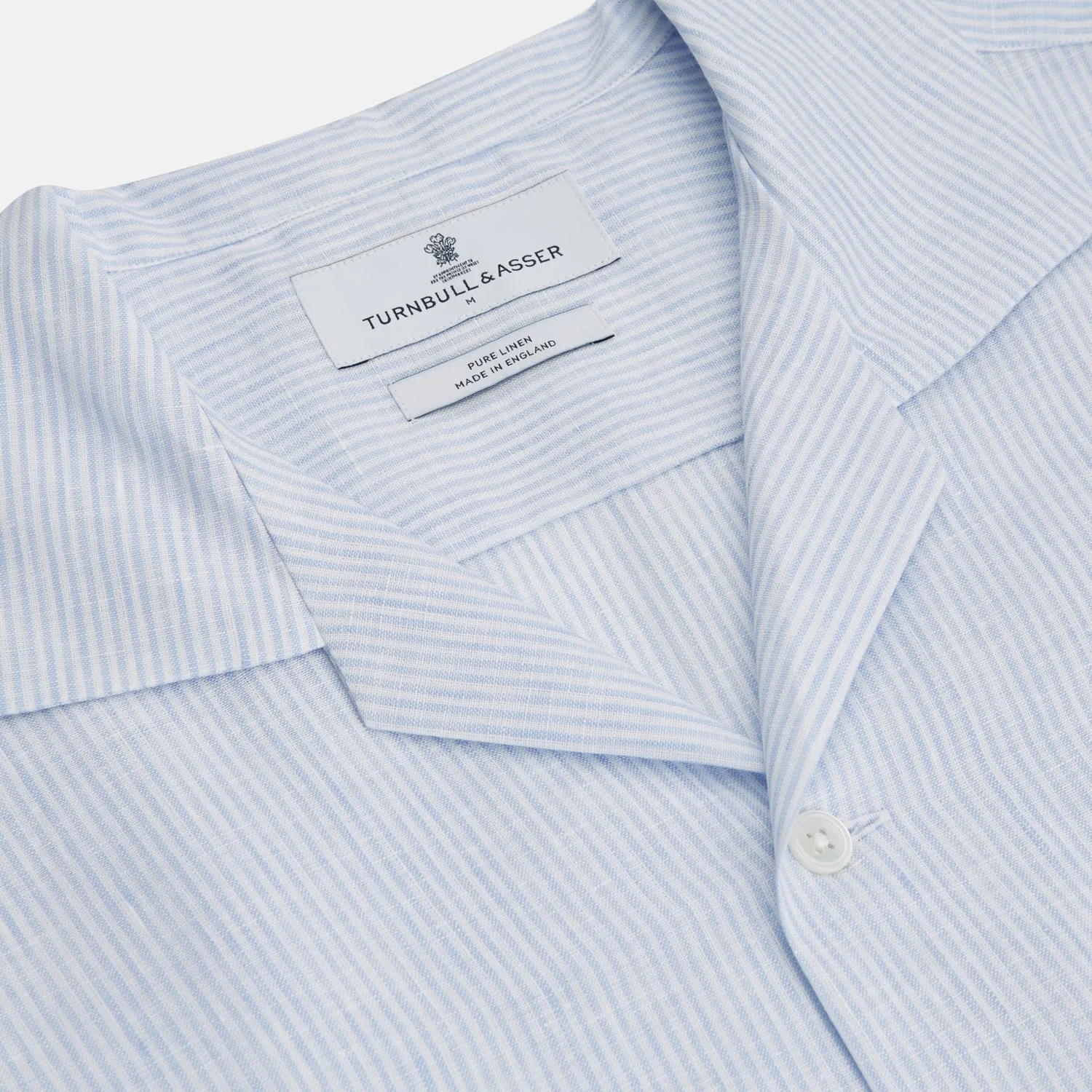 Blue Linen Stripe Holiday Fit Shirt with Revere Collar sold by Turnbull & Asser product image thumbnail 2