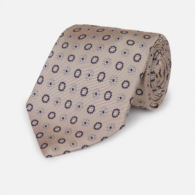 Beige Spheric Emblem Tie sold by Turnbull & Asser