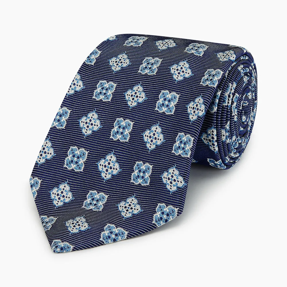 Blue Geometric Jacquard Tie sold by Turnbull & Asser product image thumbnail 5