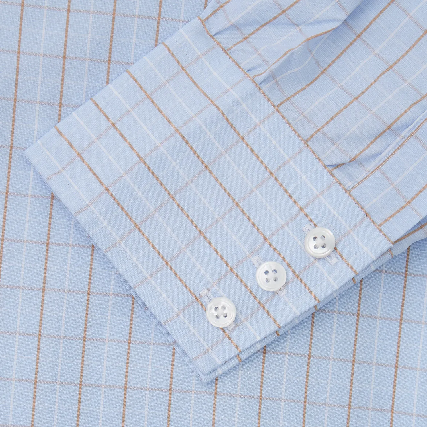 Beige Graph Check Regular Fit Shirt with T&A Collar and 3-Button Cuffs sold by Turnbull & Asser product image thumbnail 3