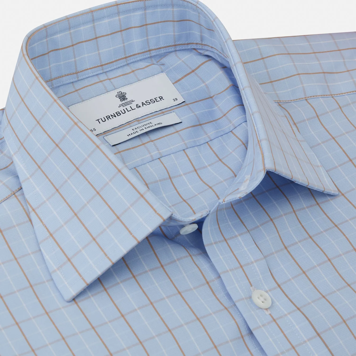 Beige Graph Check Regular Fit Shirt with T&A Collar and 3-Button Cuffs sold by Turnbull & Asser product image thumbnail 2