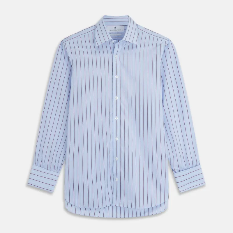 Burgundy Stripe Regular Fit Shirt with T&A Collar and Double Cuffs sold by Turnbull & Asser