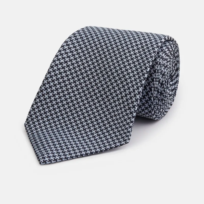 Blue Houndstooth Silk Tie sold by Turnbull & Asser