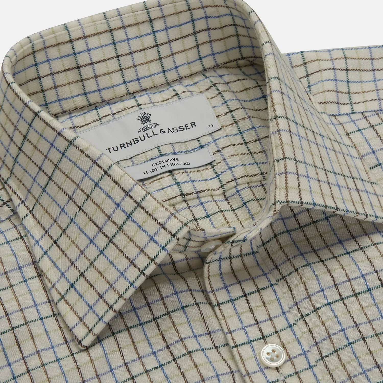 Green Multi Check Cotton-Cashmere Shirt with T&A Collar and 3-Button Cuffs sold by Turnbull & Asser product image thumbnail 4