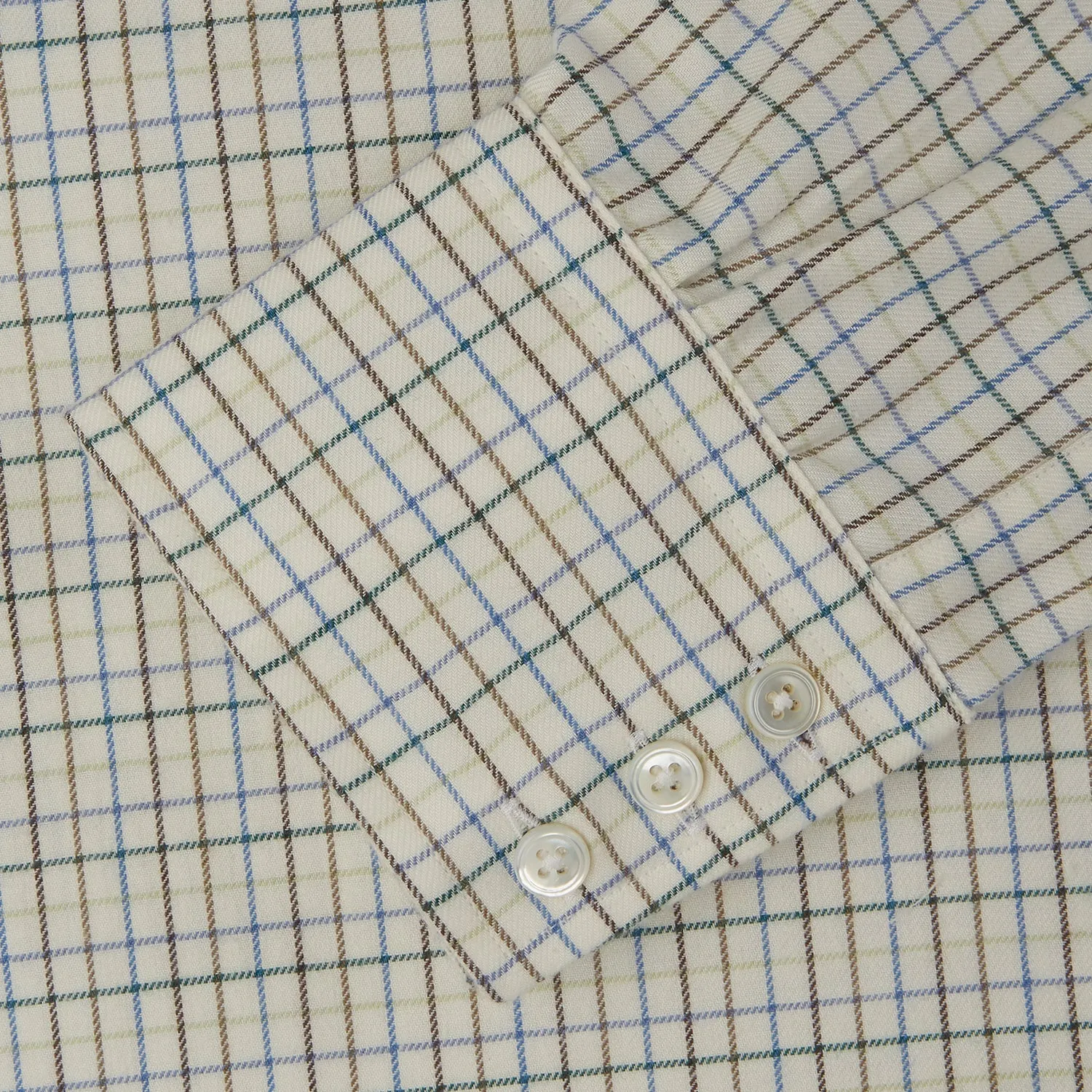 Green Multi Check Cotton-Cashmere Shirt with T&A Collar and 3-Button Cuffs sold by Turnbull & Asser product image thumbnail 5