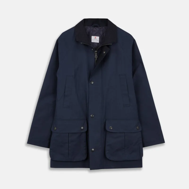 Navy Dry-Waxed Cotton Field Jacket sold by Turnbull & Asser