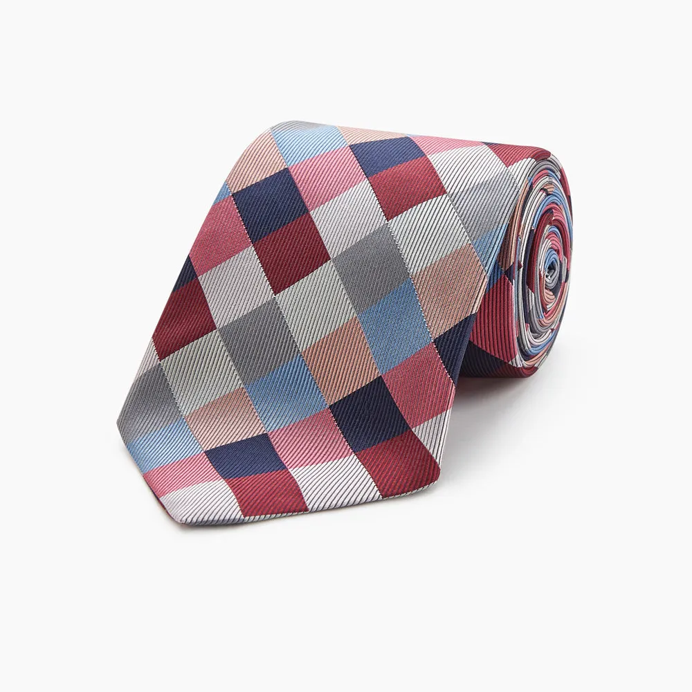 Pink and Blue Checkerboard Silk Tie sold by Turnbull & Asser product image thumbnail 5