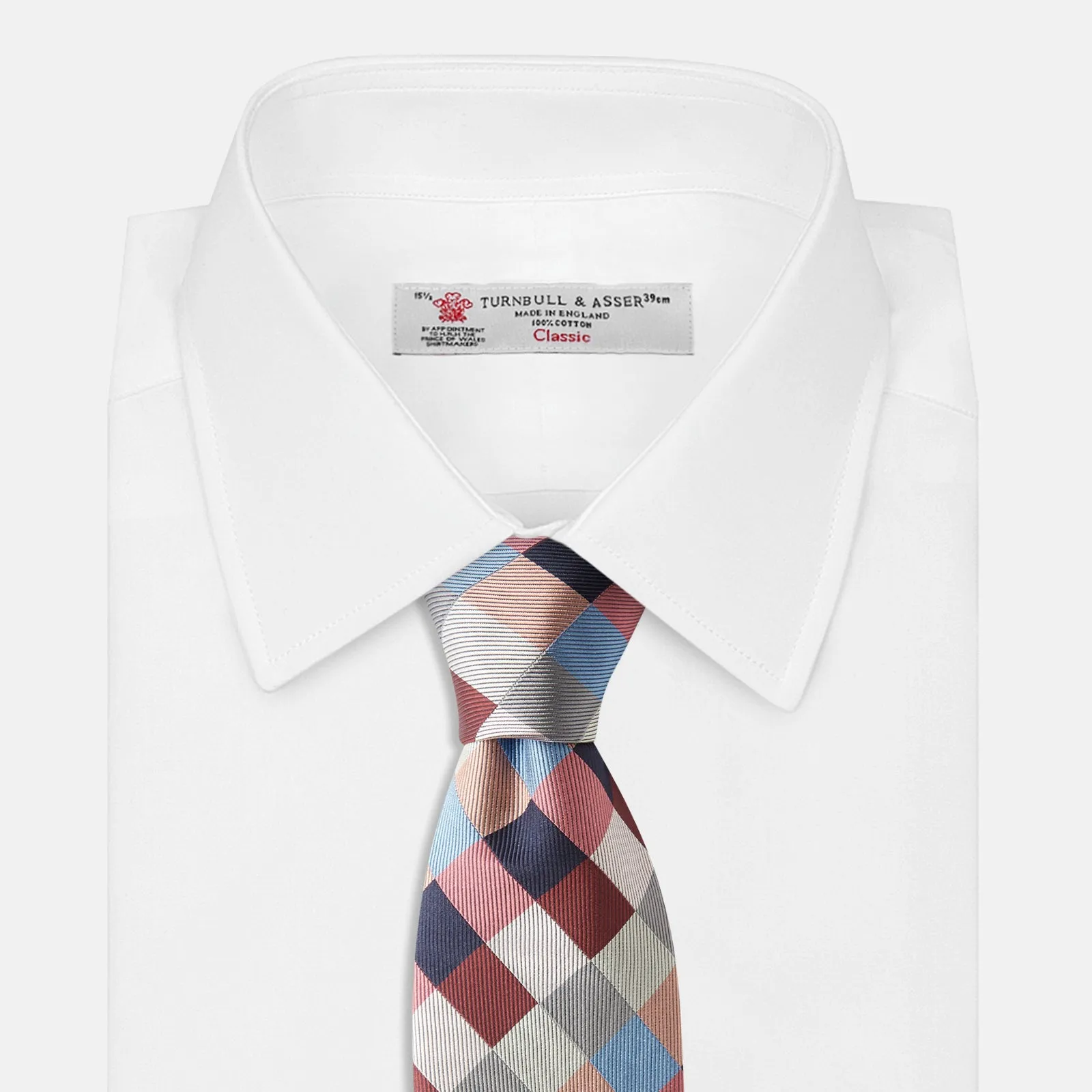Pink and Blue Checkerboard Silk Tie sold by Turnbull & Asser product image thumbnail 2