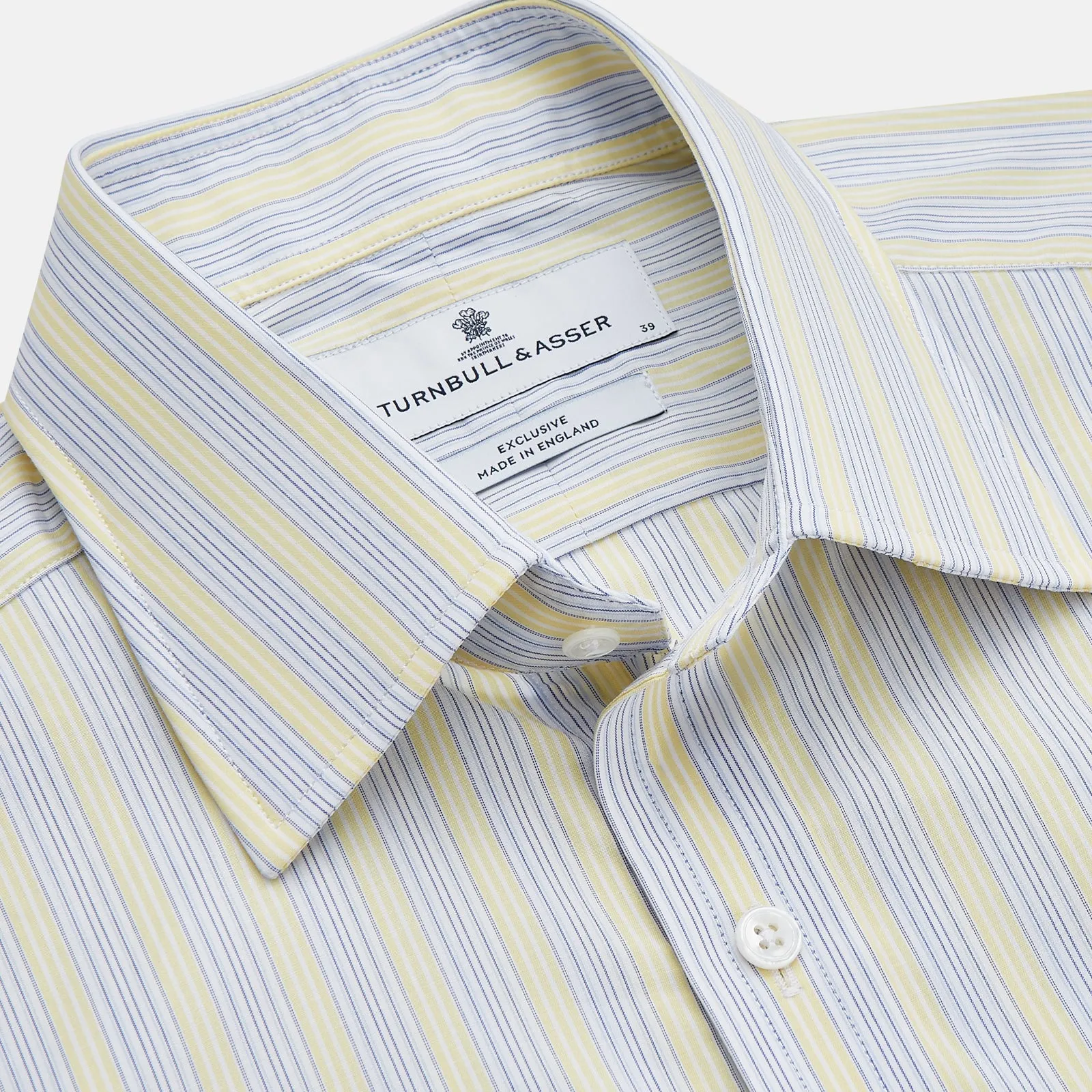 Yellow and Pale Blue Multi Stripe Cotton Regular Fit Whitby Shirt sold by Turnbull & Asser product image thumbnail 2