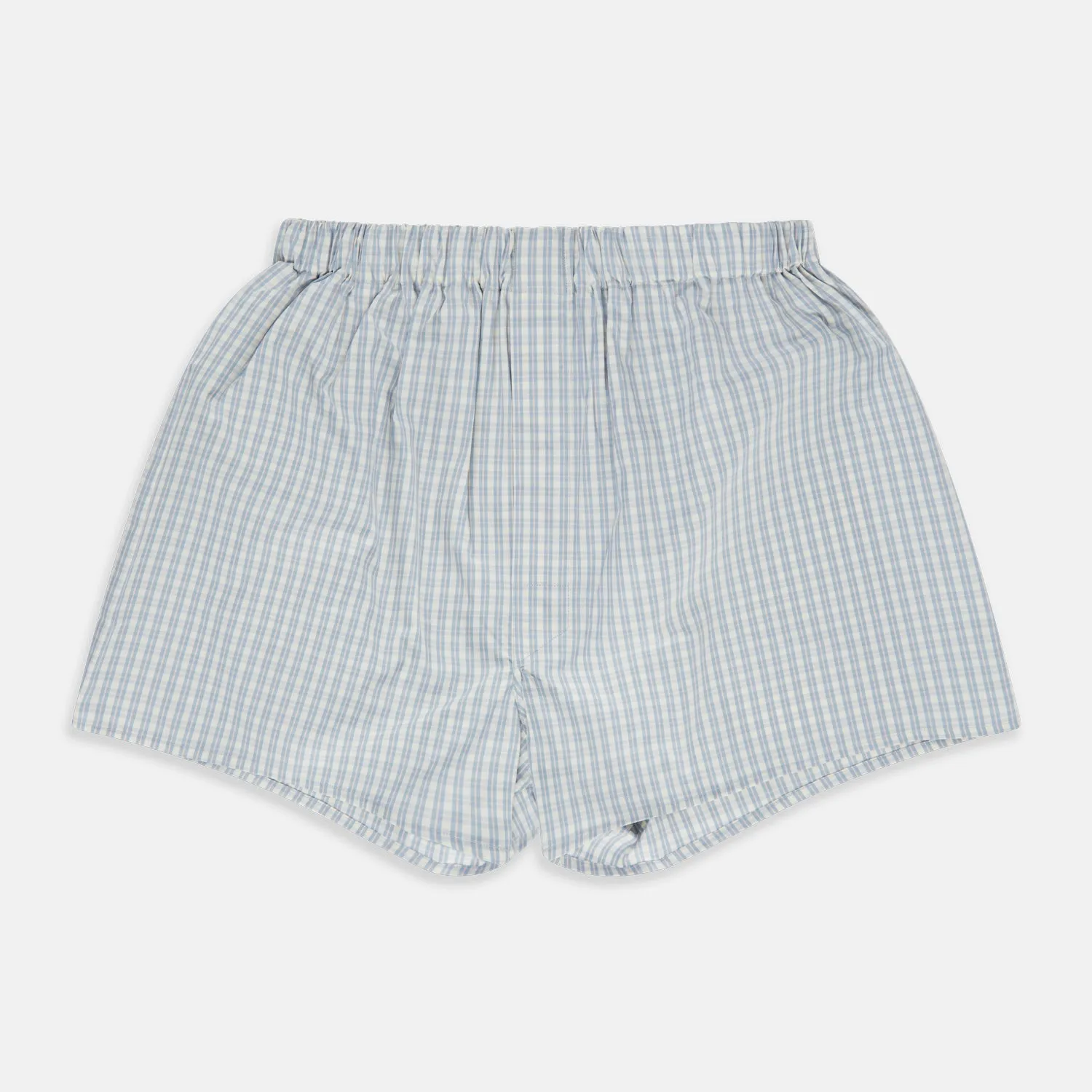 Pale Blue Multi Cotton Godfrey Boxer Shorts sold by Turnbull & Asser