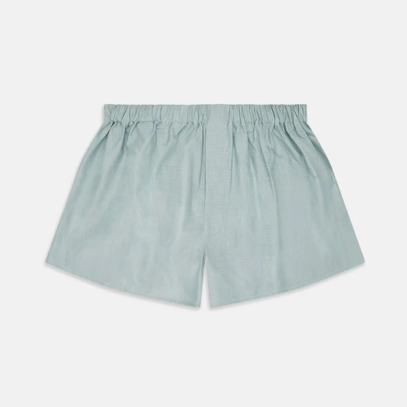 Plain Green Cotton Boxer Shorts sold by Turnbull & Asser