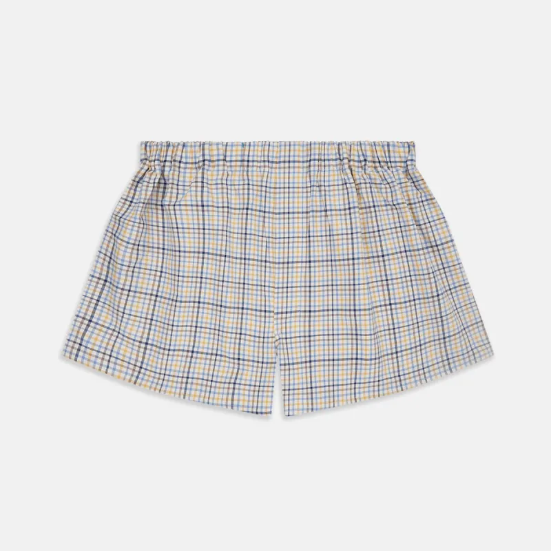 Yellow Multi Check Cotton Boxer Shorts sold by Turnbull & Asser