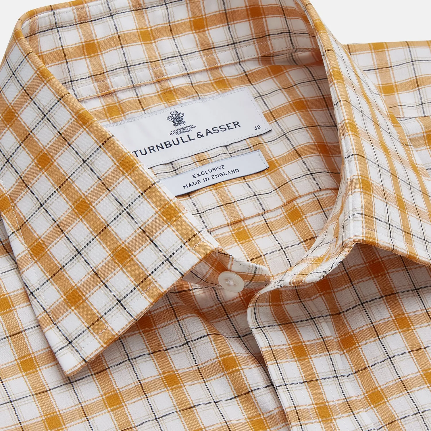 Orange Multi Check Regular Fit Shirt with T&A Collar and 3 Button Cuffs sold by Turnbull & Asser product image thumbnail 2