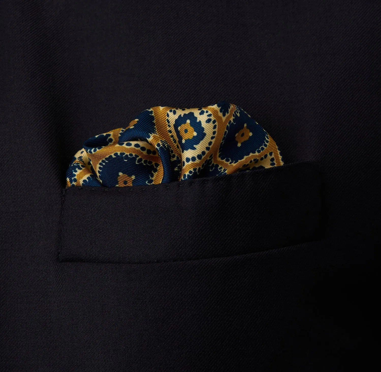 Tan Medallion Print Silk Pocket Square sold by Turnbull & Asser product image thumbnail 2
