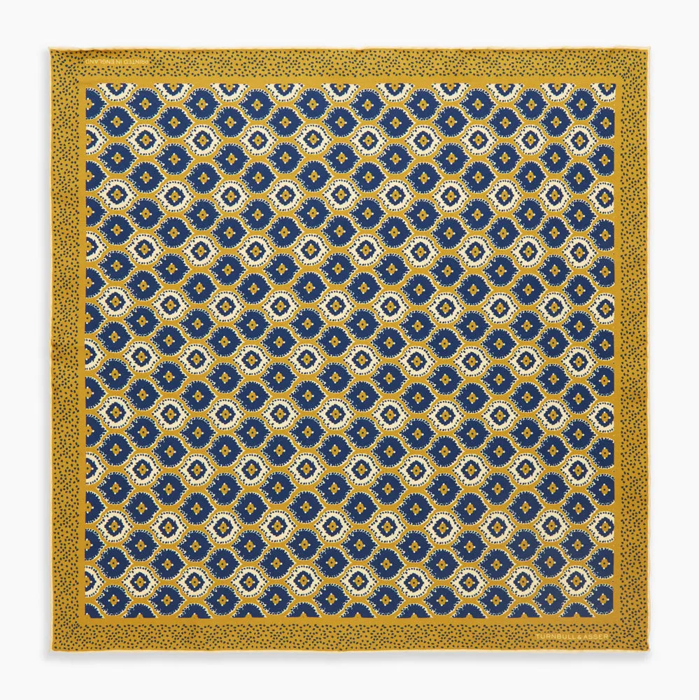 Tan Medallion Print Silk Pocket Square sold by Turnbull & Asser product image thumbnail 4