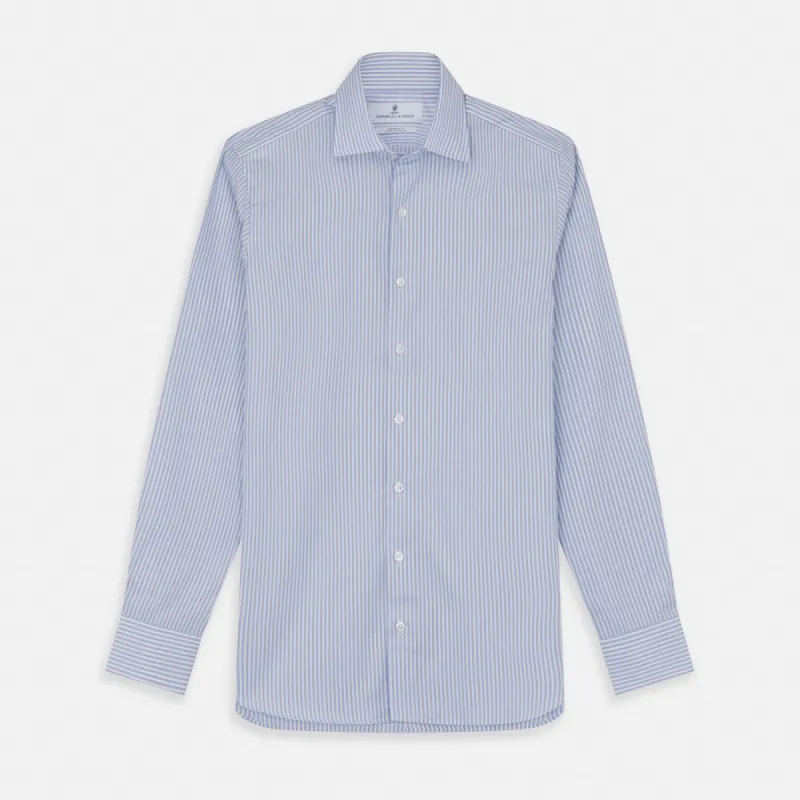 Sky Blue and White Stripe Tailored Fit Shirt with Kent Collar and 2-Button Cuffs sold by Turnbull & Asser
