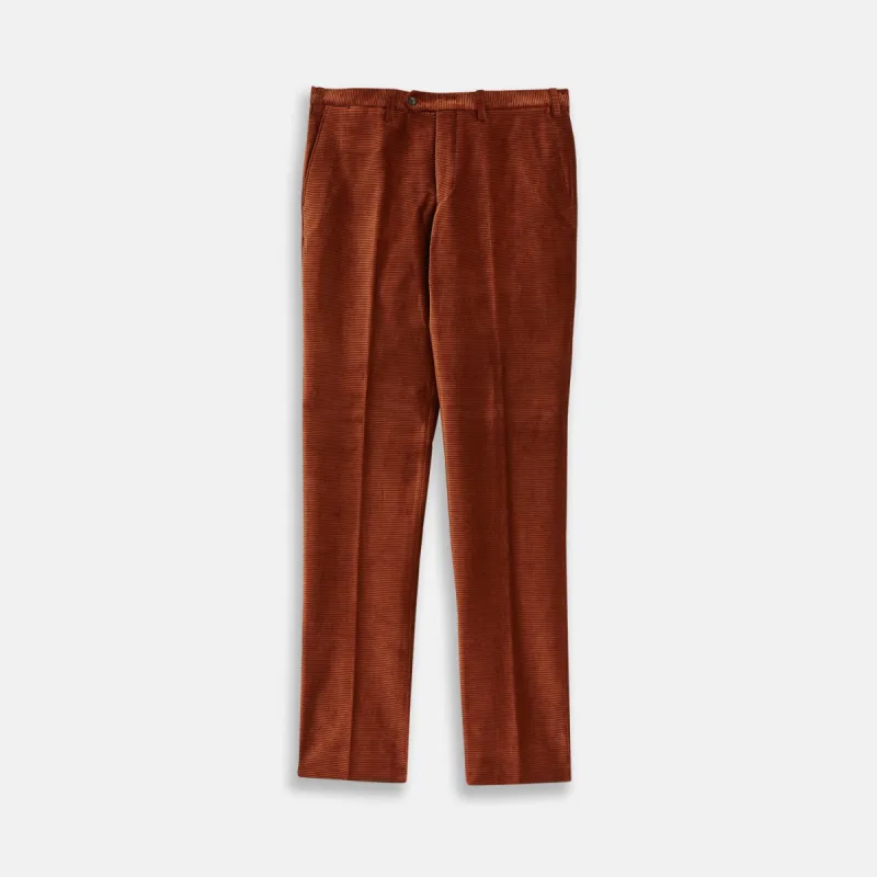 Rust Horizontal Cord Trousers sold by Turnbull & Asser