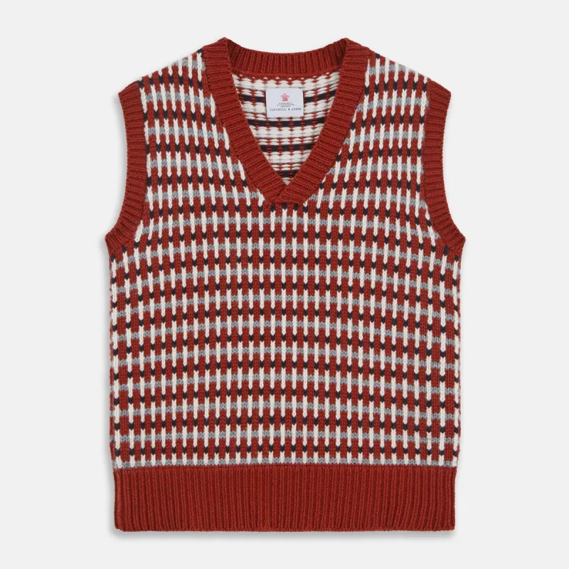 Rust Knitted Cashmere Slipover sold by Turnbull & Asser