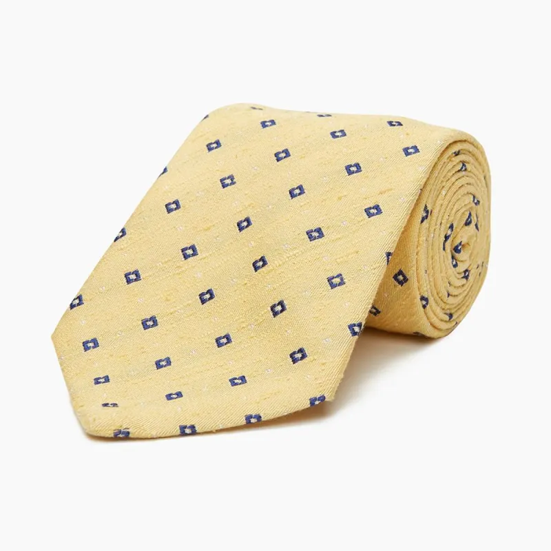 Yellow Fine Square Slub Silk Tie sold by Turnbull & Asser