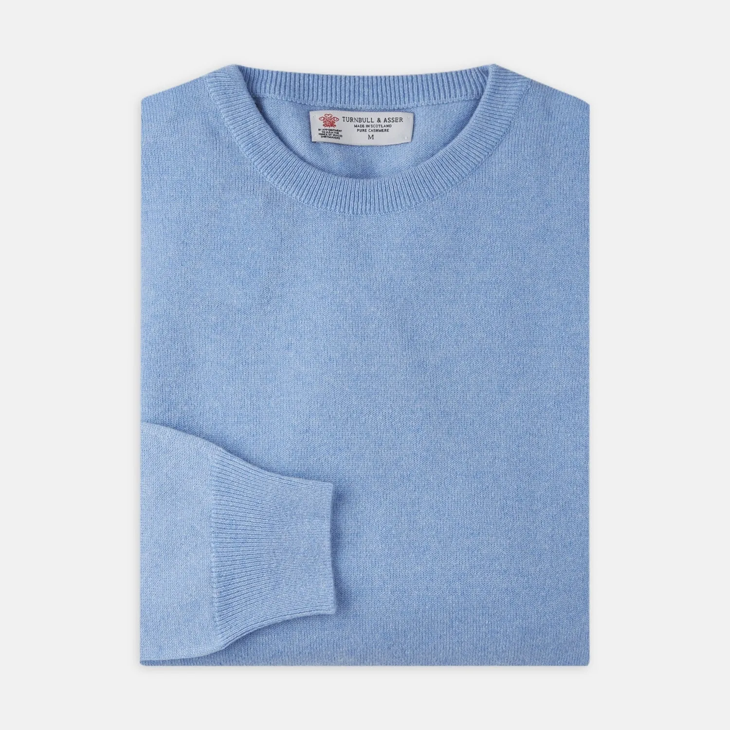 Sky Blue Fine Cashmere Crew Neck Jumper sold by Turnbull & Asser product image thumbnail 3