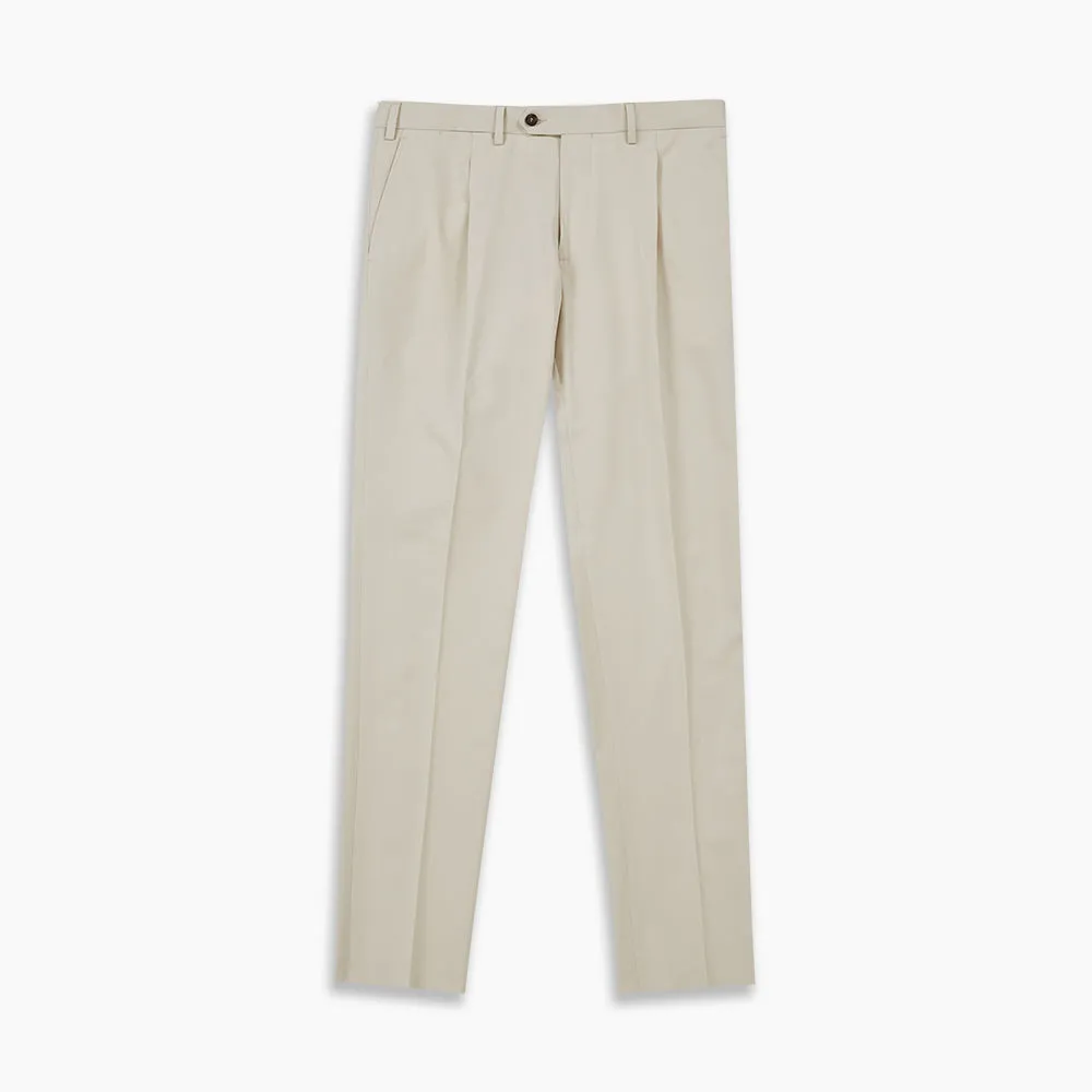 Stone Cotton Twill Pleated Trousers sold by Turnbull & Asser product image thumbnail 3